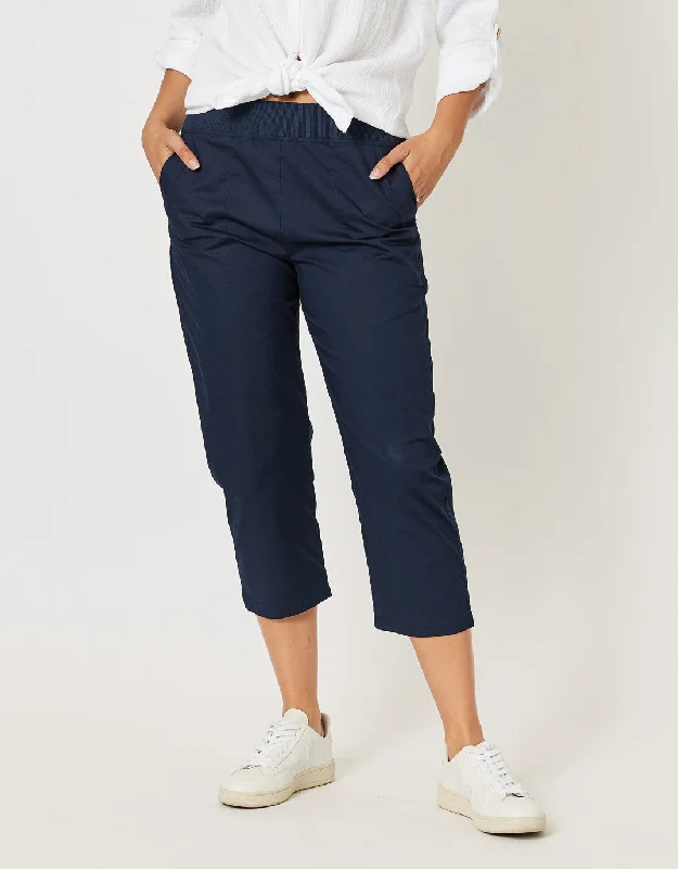 Santorini Cotton Pants - Navy