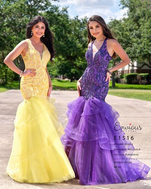 Envious Couture 1516 Size 8 Sequin Mermaid Tulle Prom Dress Pageant Fit Flare Gown Modern Sequin Dress