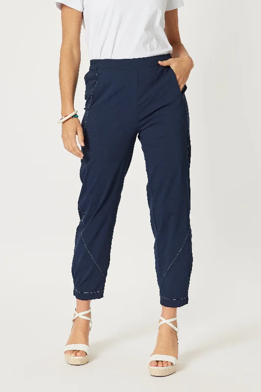 Parachute Stitch Detail Pants - Navy