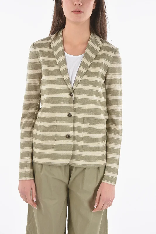 Woolrich Striped Two-Tone Flax Slub Blazer Xs Standard Size Women’s Double-breasted Blazer