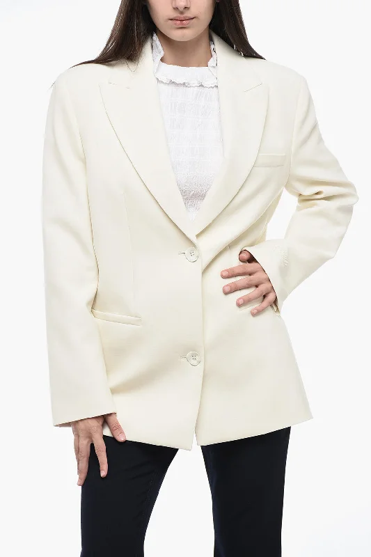 Off-White Seasonal Peak Lapel Blazer With Embroidered Detail 42 Italian Size Stylish Women’s Blazers