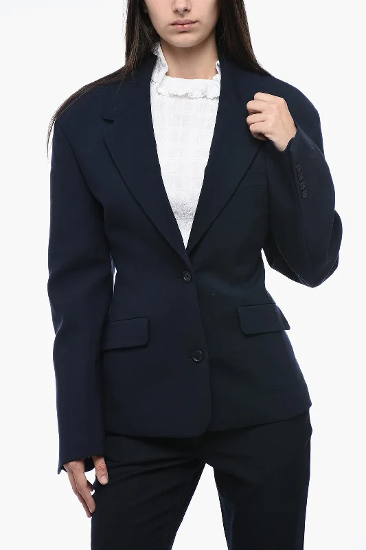 Off-White Stretch Wool Blazer With Flap Pocket 38 Italian Size Workwear Women’s Blazer