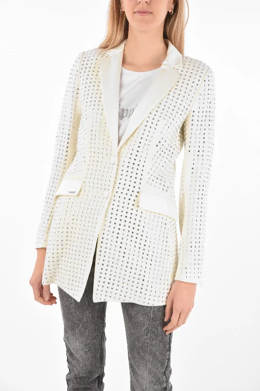 Philipp Plein Couture Blazer Crystal With All-Over Rhinestones S Standard Size Button Detail Blazer