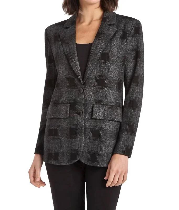 Buffalo Blazer In Black/grey Fitted Women’s Blazer