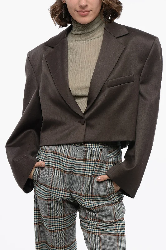 Magda Butrym Cool Wool Cropped Blazer With Oversized Fit 38 Italian Size Women’s Blazer Chic