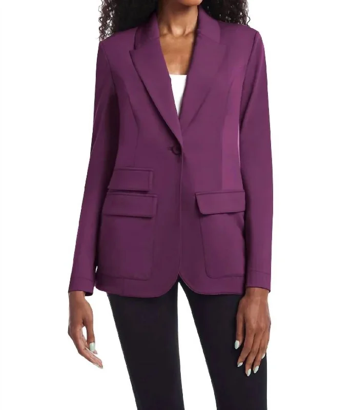 Hailey I Blazer In Plum Button Detail Blazer