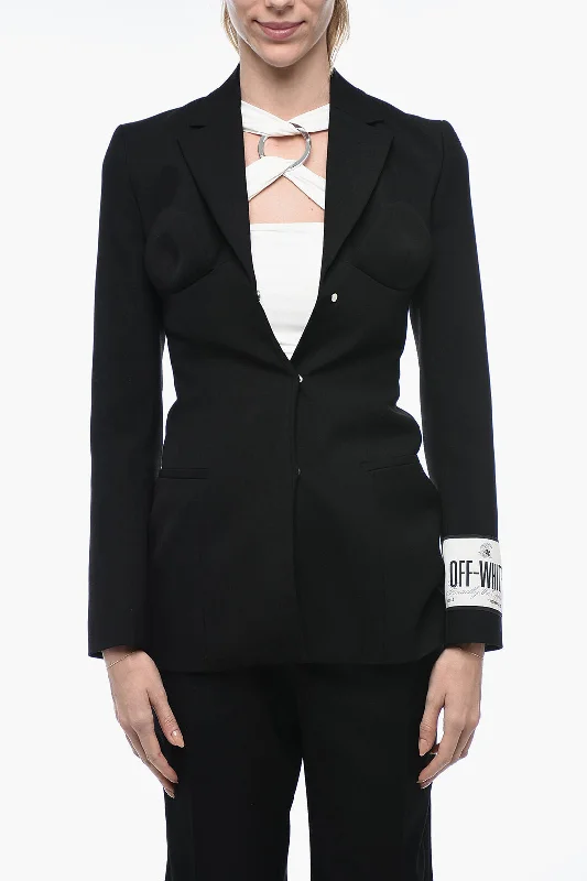 Off-White Virgin Wool Ablohland Slim Fit Blazer 38 Italian Size Fitted Women’s Blazer