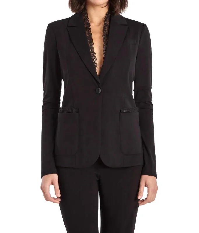 Lace Lear Blazer In Black Women’s Long Blazer