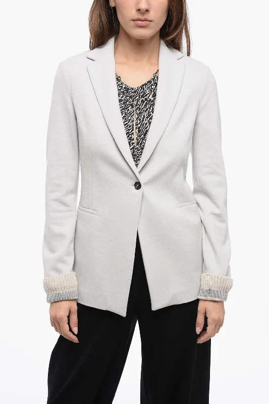 Fabiana Filippi Blended Wool Blazer With Shimmer Ribbed Cuffs 38 Italian Size Elegant Tweed Blazer