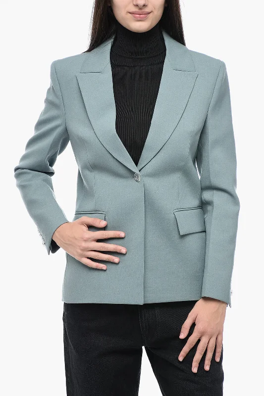 Off-White Formal Wool Blended Blazer With Waist Pleat 46 Italian Size Vintage Blazers for Women