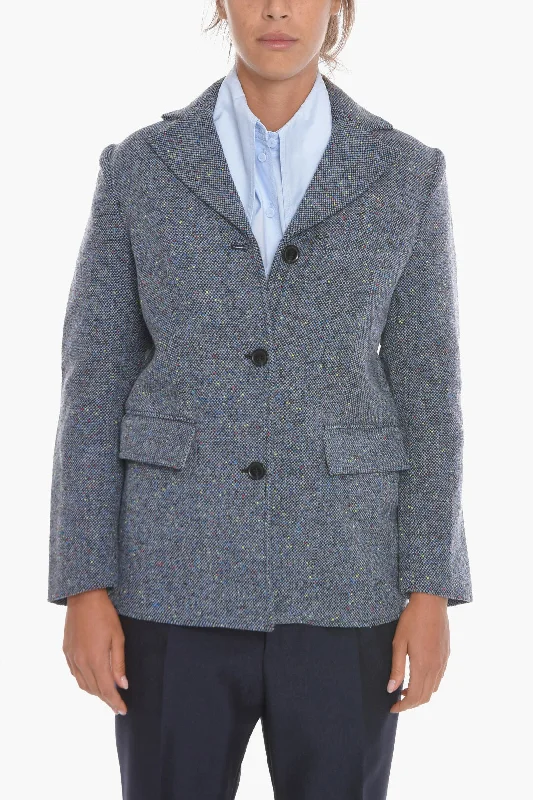 Samsoe Samsoe Flap Pocket Hunter Wool Blend Blazer Xs/s Free Size Zipper Blazer for Women