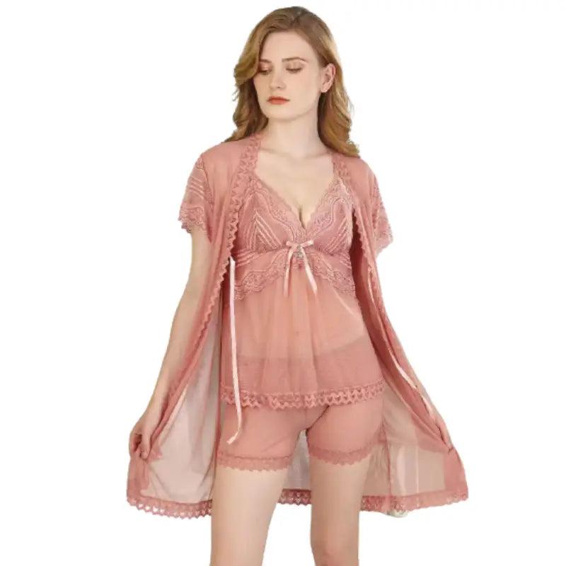 Bridal Nightwear for Honeymoon- Peach -3pc Best pajama sets for girls' night