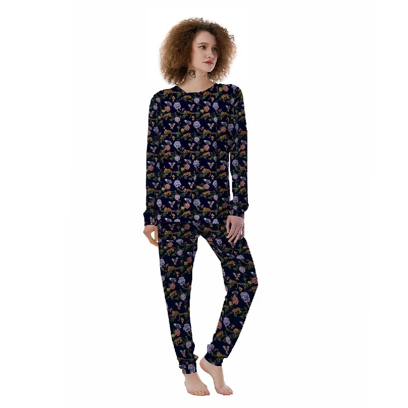 Jaguar And Eagle Print Pattern Women's Pajamas Spring pajama sets