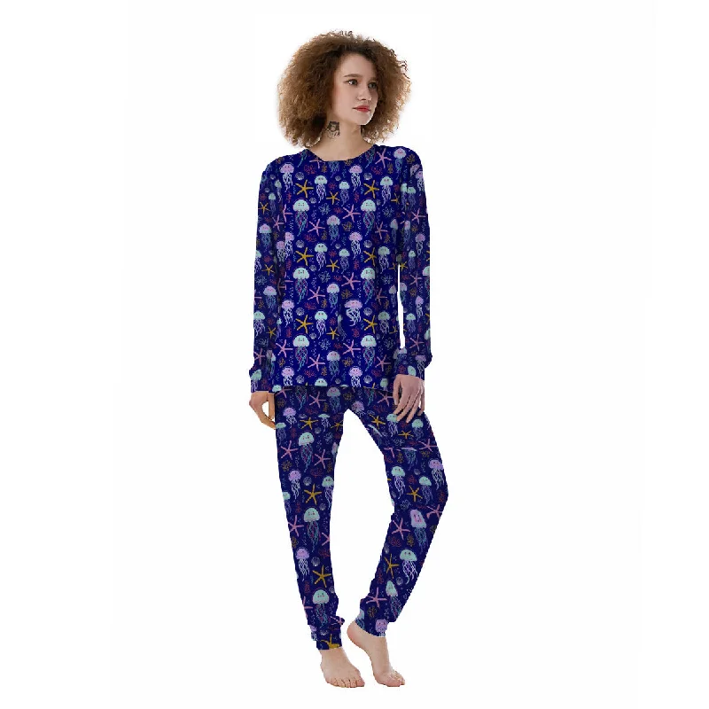 Jellyfish Cute Print Pattern Women's Pajamas Fall pajama sets