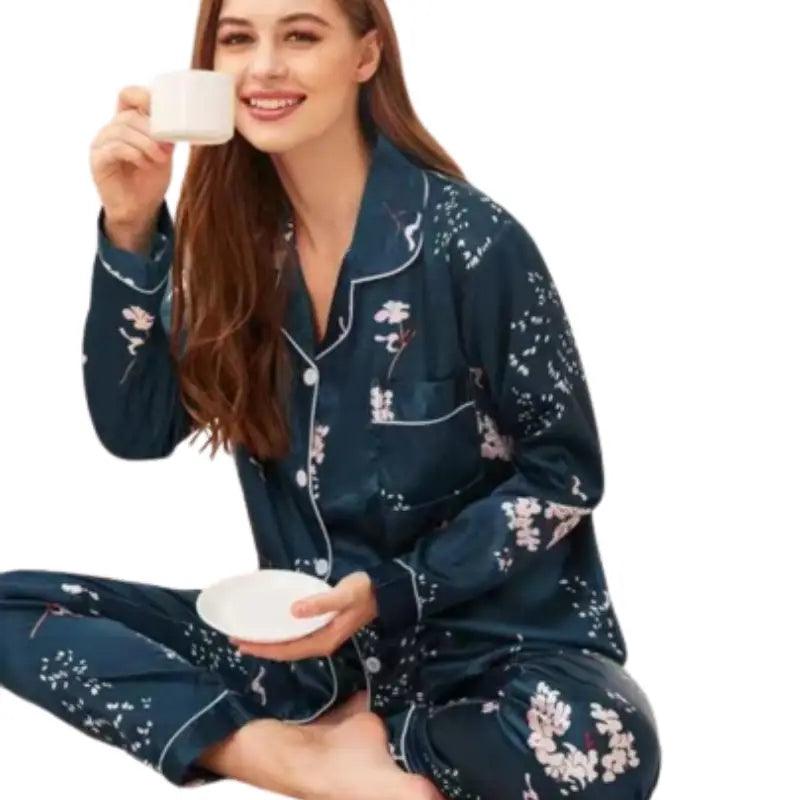 Silk Night Suit for Ladies Printed | NightDress for Laides Best pajama sets for hot sleepers