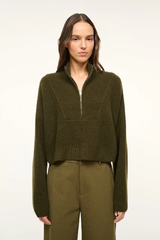 CASHMERE CROPPED HAMPTON SWEATER | OLIVE Holiday sweaters