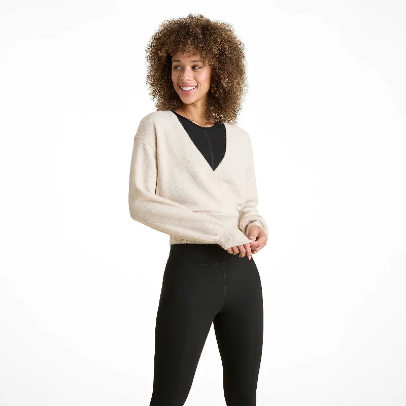 Cozy Knit Wrap Sweater | Bone Crewneck sweaters