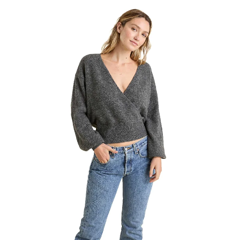 Cozy Knit Wrap Sweater | Charcoal Anti-pilling sweaters