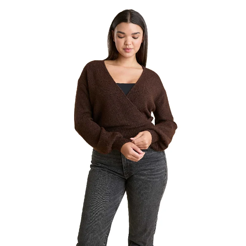 Cozy Knit Wrap Sweater | Coffee High-end sweaters