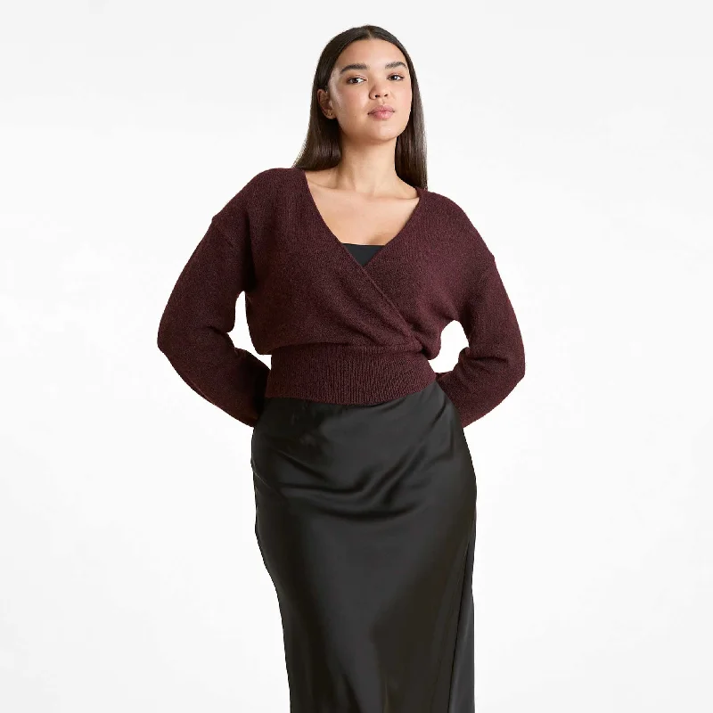 Cozy Knit Wrap Sweater | Merlot Classic sweaters