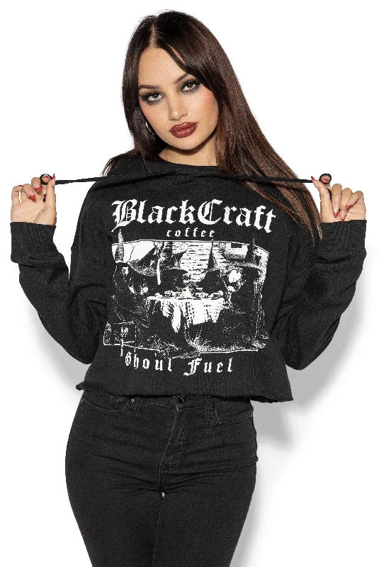 Ghoul Fuel - Women's Cropped Hoodie Vintage sweaters