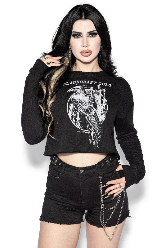 Hail The Raven - Women's Cropped Crewneck Warm sweaters