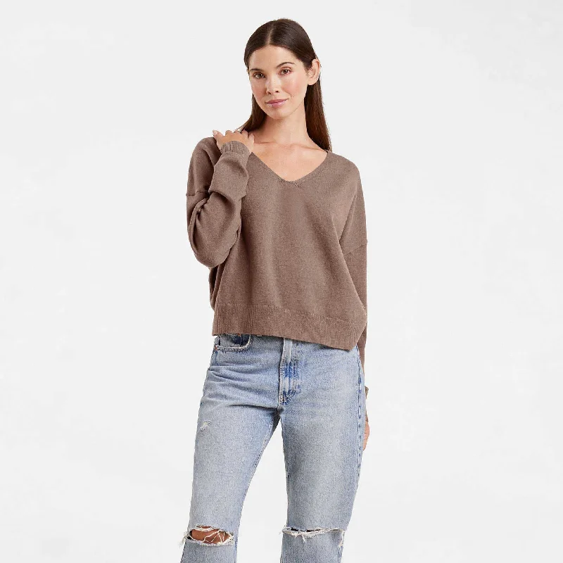 Luxe Knit V-Neck Sweater | Mocha Fall sweaters