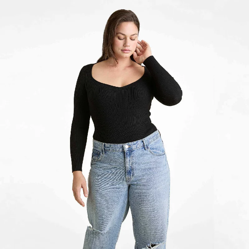 Sweetheart Sweater Bodysuit | Black Outdoor sweaters