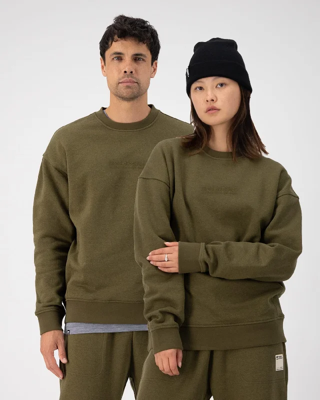 Verdant Merino Organic Cotton Crew - Dark Olive Best sweaters for formal occasions