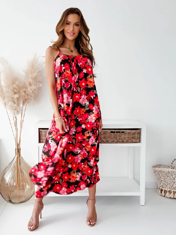 Capiz Printed Cowl Neck Midi Slip Dress Prom midi dresses