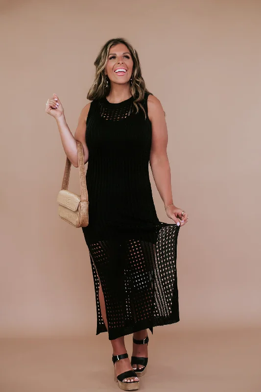 Woven Midi Dress, Black Best midi dresses for curvy figures