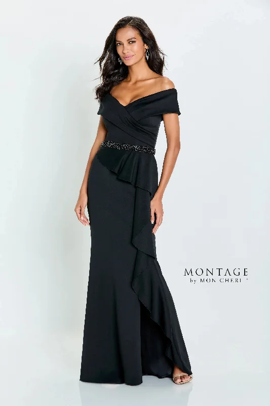 Montage by Mon Cheri 221976W - Ruffle Draped Evening Gown Wedding guest party dresses