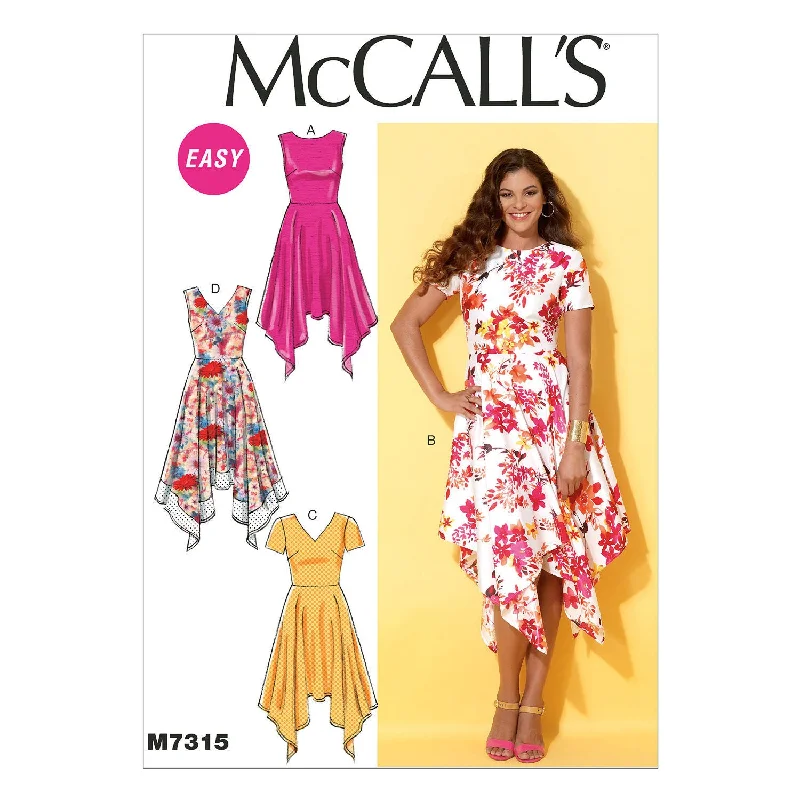 McCall's Pattern M7315 Misses' Handkerchief-Hem Dresses Brunch floral dresses