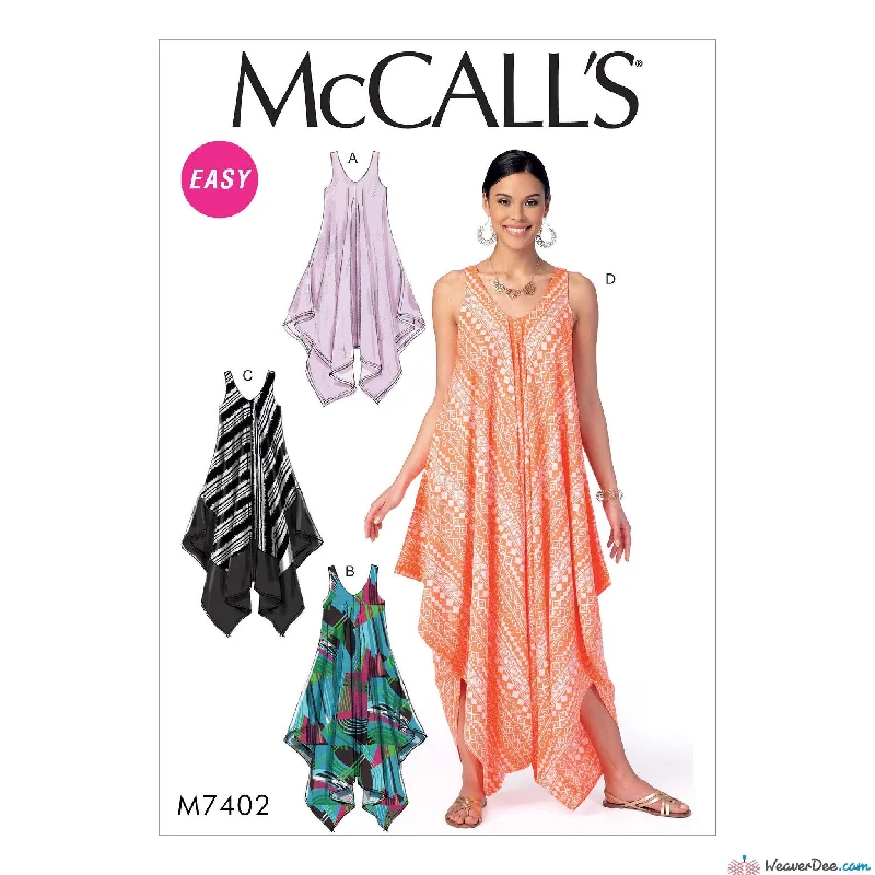 McCall's Pattern M7402 Misses' Handkerchief-Hem, Tent Dresses & Jumpsuit Silk floral dresses