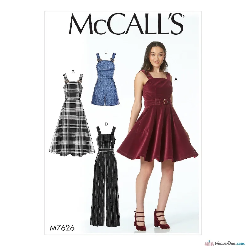 McCall's Pattern M7626 Misses' Dresses, Belt, Romper & Jumpsuit with Pockets Knitted floral dresses