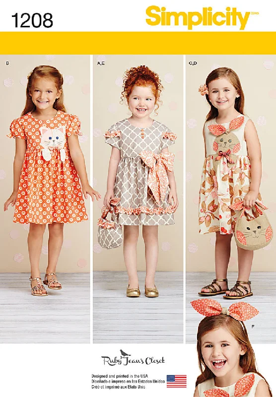 Simplicity Pattern S1208 Girls' Dresses & Headbands Best floral dresses for tall women