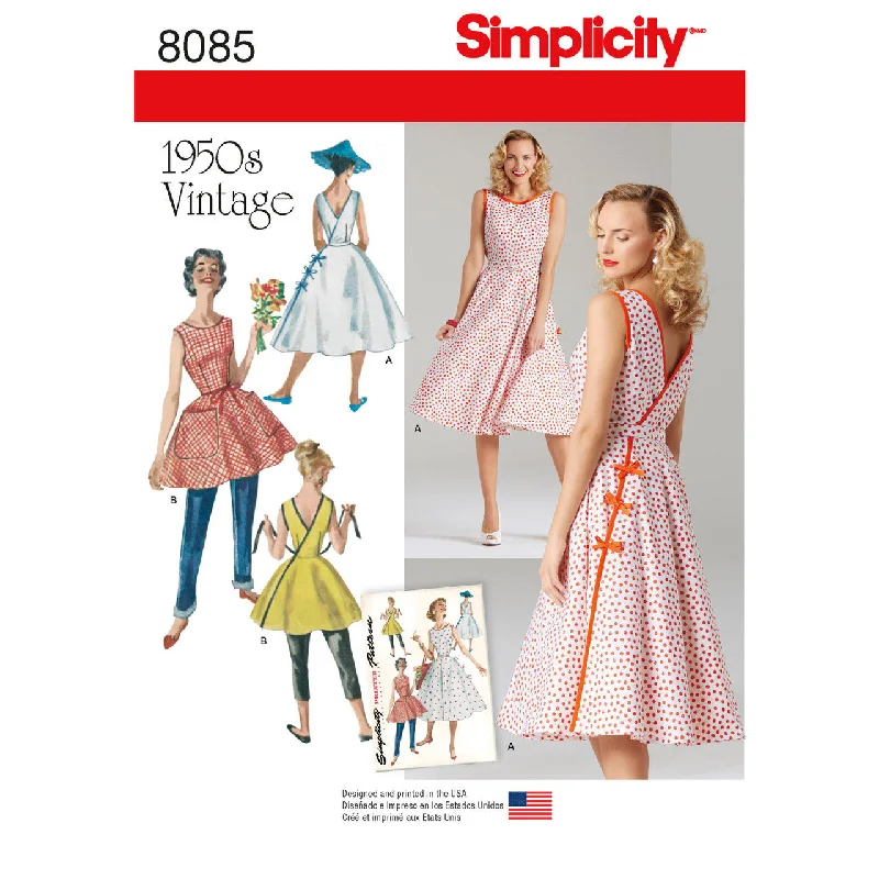 Simplicity Pattern S8085 Misses' Vintage 1950s Wrap Dress in 2 Lengths Budget-friendly floral dresses