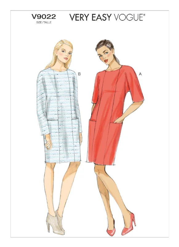 Vogue Pattern V9022 Misses' Dolman Sleeve Dresses - VERY EASY Garden party floral dresses