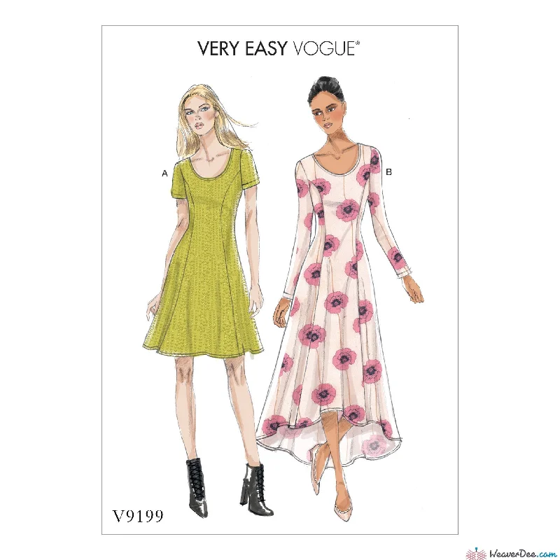 Vogue Pattern V9199 Misses' Knit Fit & Flare Dresses Party floral dresses