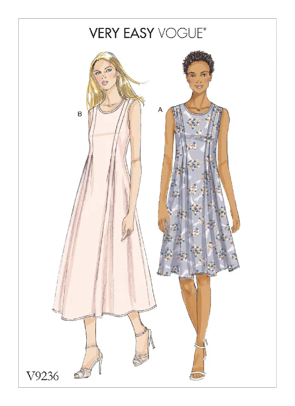 Vogue Pattern V9236 Misses' Released-Pleat Fit-&-Flare Dresses High-end floral dresses