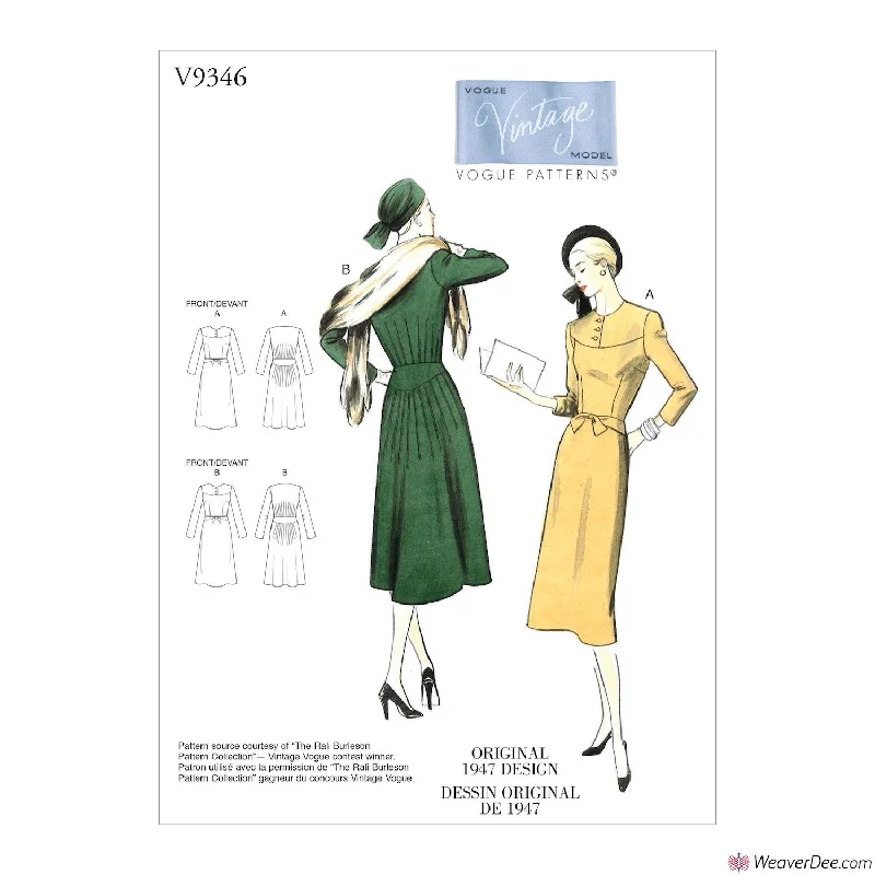 Vogue Pattern V9346 Misses' Vintage 1940s Dress Cute floral print summer dresses