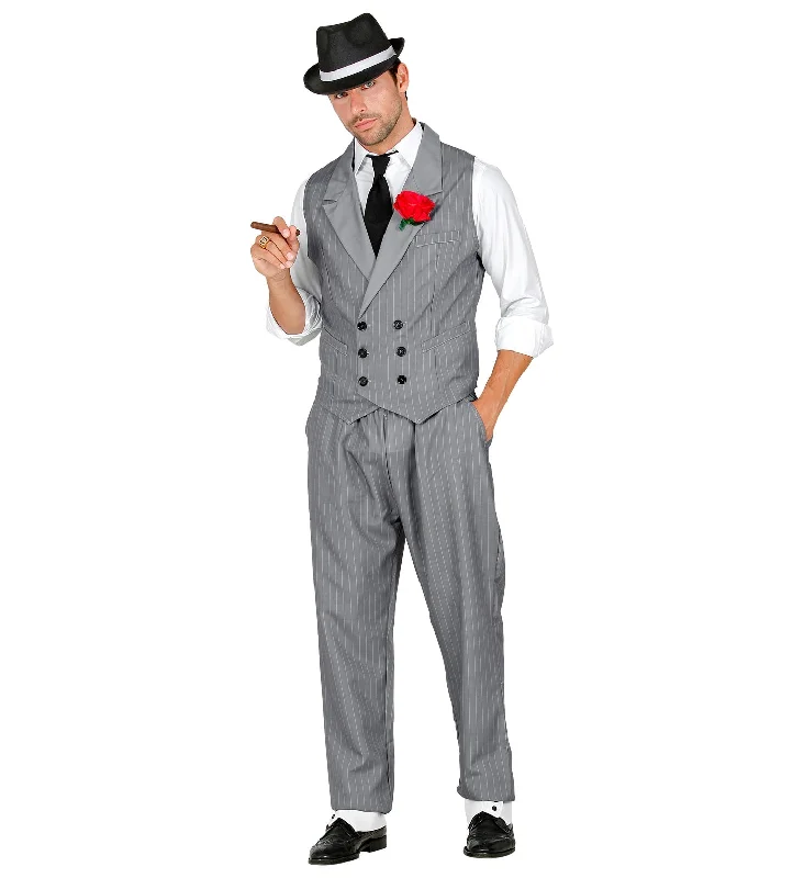 1920's Gangster Grey Pinstripe Suit Men's Comfortable unclassified dresses