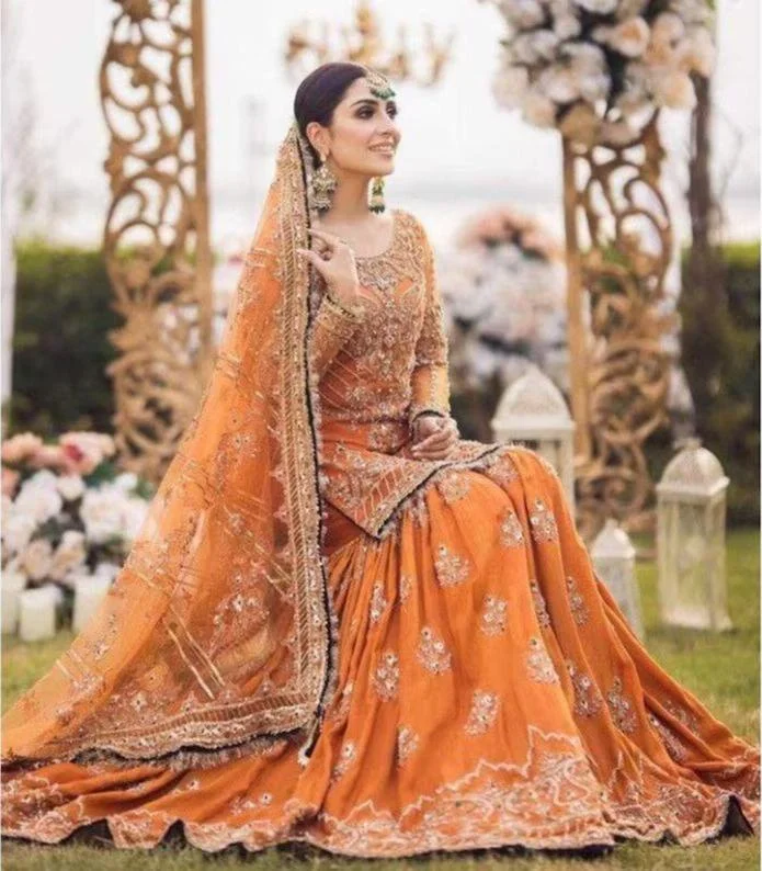 Ansab Jahangir Orange Embroidered unclassified dresses