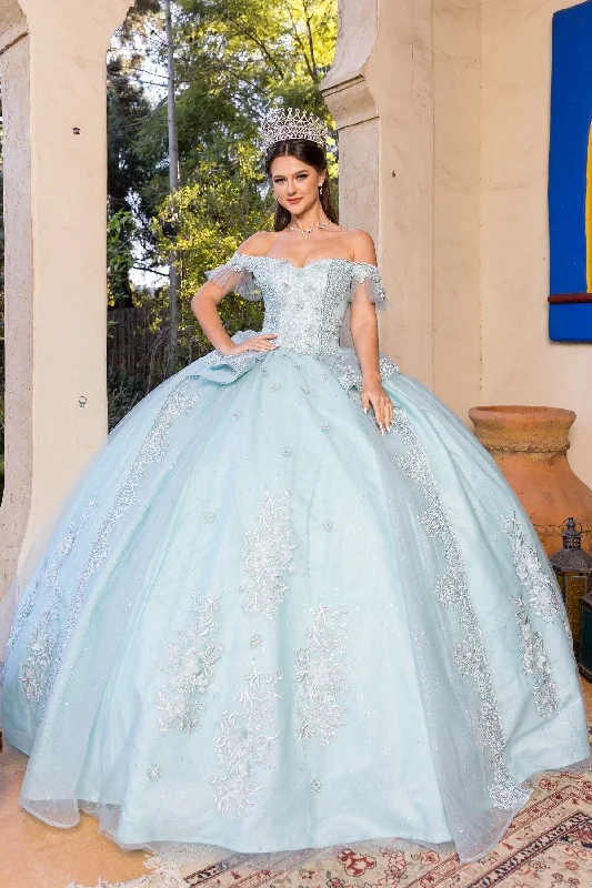 Applique Off Shoulder Ball Gown by Cinderella Couture 8055J Street style unclassified dresses