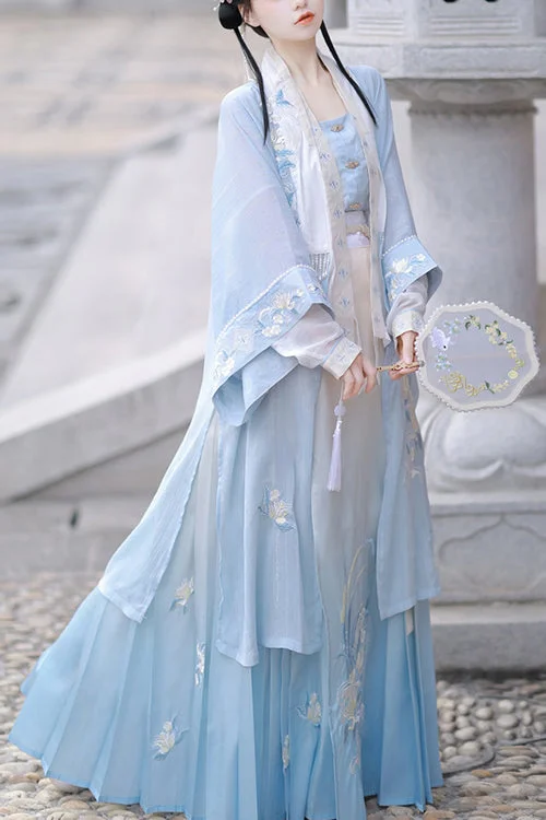 Blue Original Chinese Song Dynasty Gradient Sweet Lolita Hanfu Dress Full Set Budget-friendly unclassified dresses