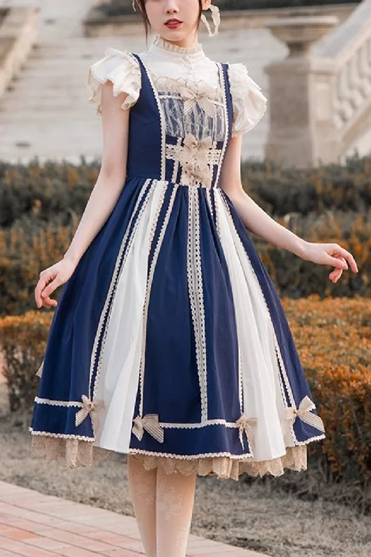 Blue/White Elegant Color Contrast Sleeveless Classic Lolita Dress Gothic unclassified dresses