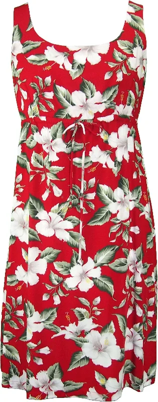 Boutonniere Flower Women's Empire Tie Front Hawaiian Dress (Generous Fit) Silk unclassified dresses