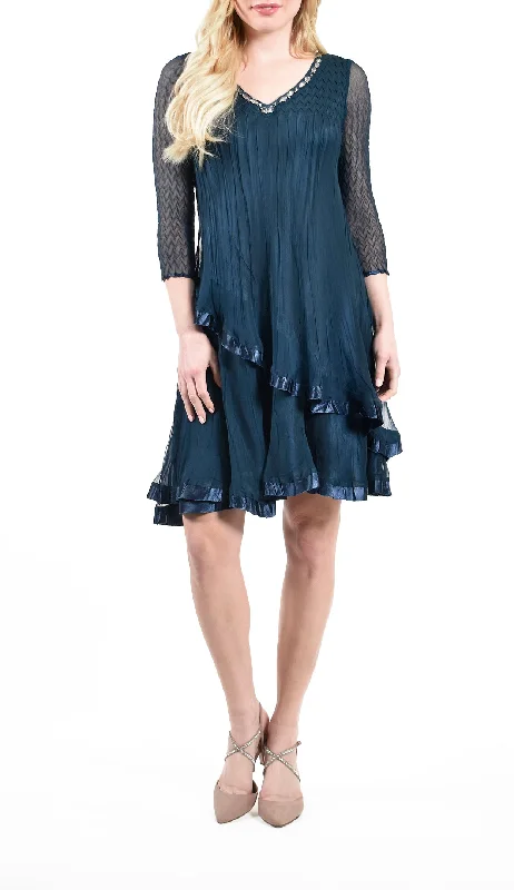 3/4 Sleeve Layered Dress Dark color unclassified dresses