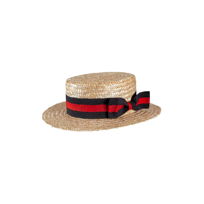 Classic Boater Hat with Black & Red Band One-shoulder unclassified dresses