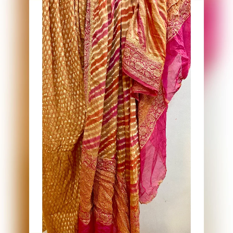 Exquisite Creme & Pink 3 pcs Khaddi Georgette Banarasi Dress Material Formal unclassified dresses